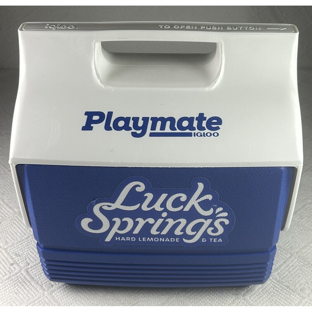 Igloo Playmate Mini Hardsided‎ Lunch Box Cooler Blue/White Ad for Luck Springs